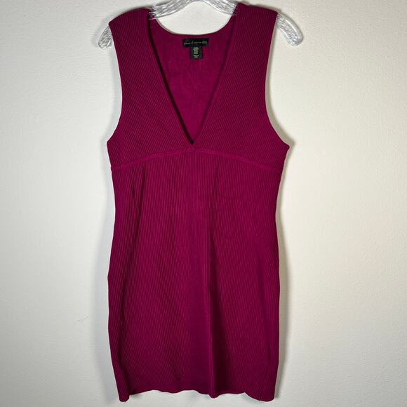 House of Harlow 1960 Sleeveless Ribbed Bodycon Mini Sweater Dress L Fuchsia Pink - Picture 1 of 8